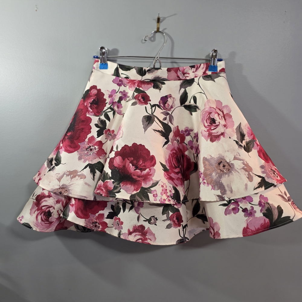 City Triangles Pink and Cream Floral Skater Skirt